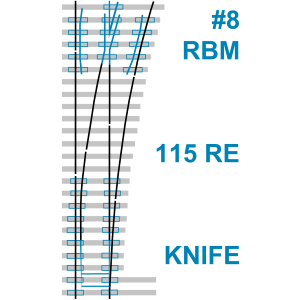 Turnout: #8 115 RE RBM, 16'-6" knife edge point, hook twin plates (A10-30084)