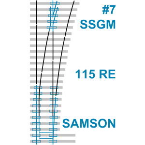 Turnout: #7 115 RE SSGM, 16'-6" samson point, hook twin plates (A10-30080)