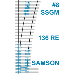 Turnout: #8 136 RE SSGM, 16'-6" samson point, hook twin plates (A10-60065)