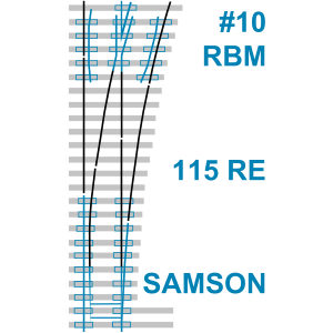 Turnout: #10 115 RE RBM, 16'-6" samson point, hook twin plates (A10-30089)