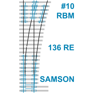 Turnout: #10 136 RE RBM, 16'-6" samson point, hook twin plates (A10-60073)